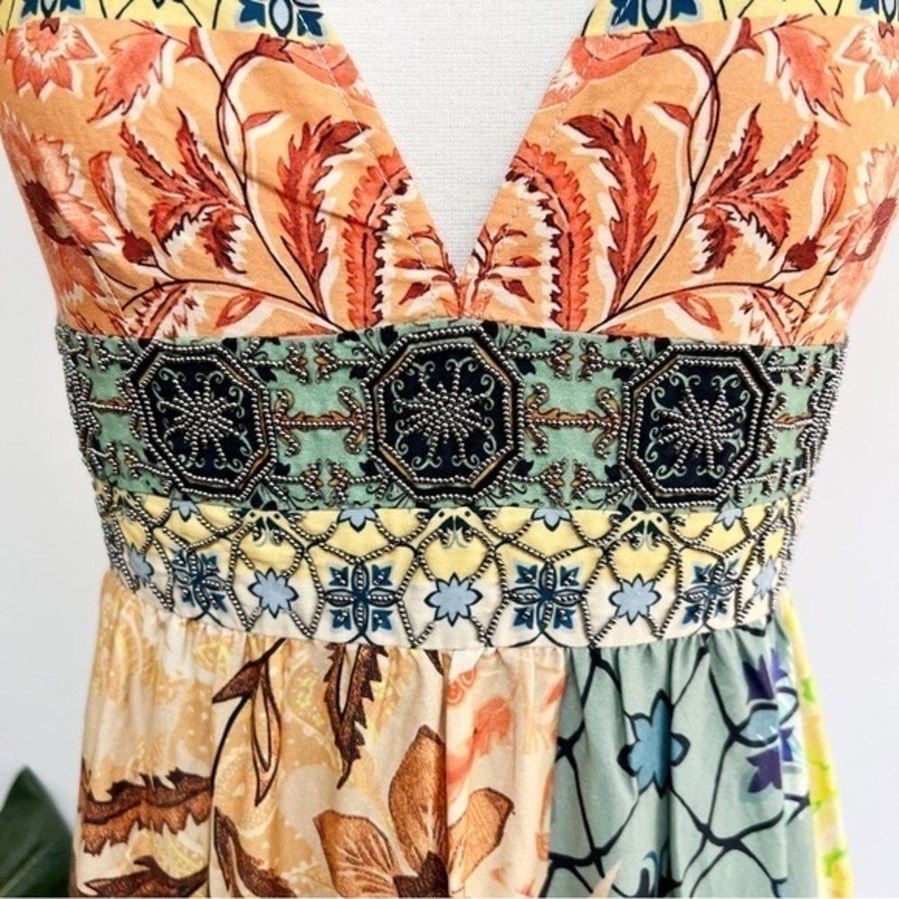 💋Anthropologie Geisha Design Rosalinda Patchwork Maxi dress size XS - Picture 8 of 12